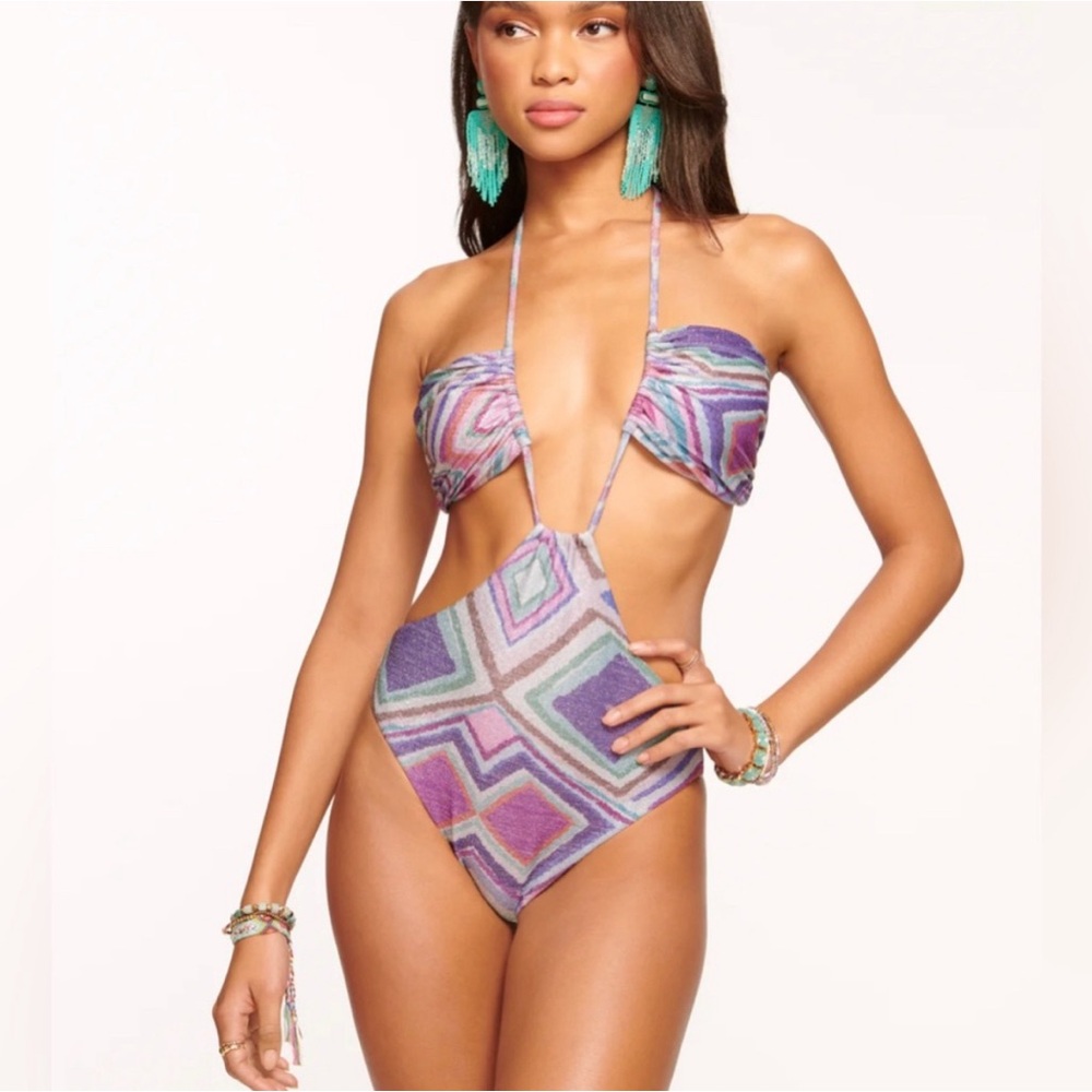 Sofia Metallic 1pc Womens Metallic Nylon One-Piece Swimsuit